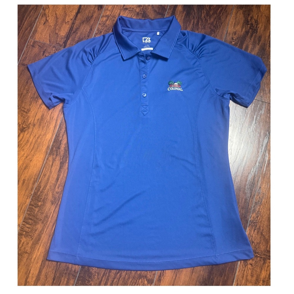 Cutter & Buck Polo Shirt Womens Blue Sz Large DryTec Colonial Golf Performance